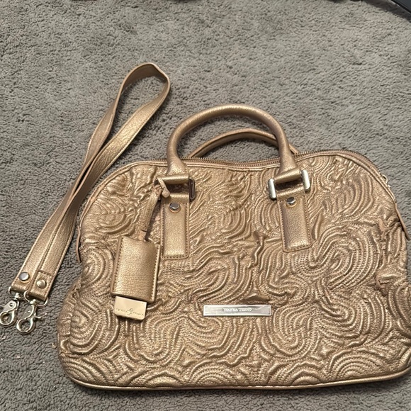 Ivanka Trump Handbags - Ivanka Trump Gold Satchel with Artistic Design